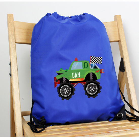 Personalised Monster Truck Blue Kit Bag